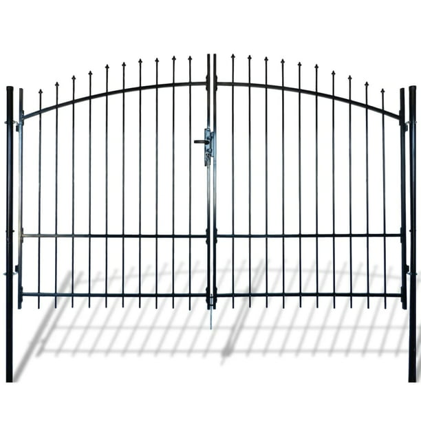 Garden Metal Double Door Fence Gate with Spear Top Wall Grille Gate Fencing Lock